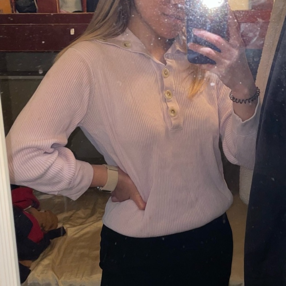 banana republic lavender/purple knit button sweater